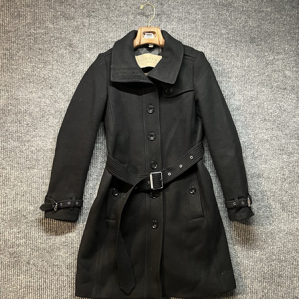 Burberry Brit Women's Rushfield Single Breasted‎ Wool Coat Belted Size US 4